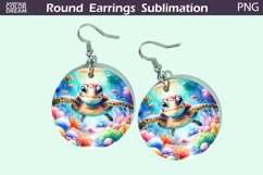 Sea Turtle Round Earrings | Ocean Earrings Sublimation Product Image 1