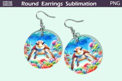 Sea Turtle Round Earrings | Ocean Earrings Sublimation Product Image 1