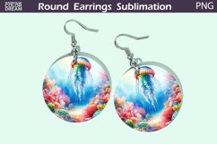 Sea Jellyfish Round Earrings | Ocean Earrings Sublimation Product Image 1