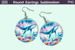 Sea Whale Round Earrings | Ocean Earrings Sublimation Product Image 1