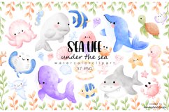 Sea life clipart, Under the sea watercolor clipart Product Image 1