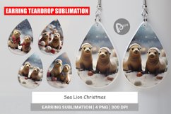 Earring teardrop sublimation design Sea Lion Christmas Product Image 1