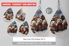 Earring teardrop sublimation design Sea Lion Christmas Product Image 1