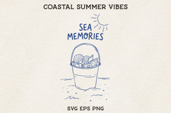 Coastal Summer SVG Seashell Bucket Line Art, Beach Clipart Product Image 1