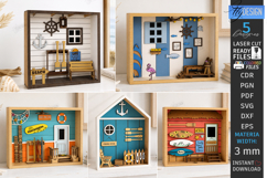 Coastal Beach Miniature Box Laser Cut Bundle | Sea Miniature Product Image 1