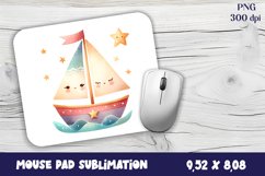Watercolor baby boat Mouse Pad Design, Sea Cute ship Product Image 1