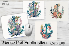 Watercolor sea Mouse Pad Design, Sea Cute ship Product Image 1