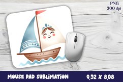 Watercolor baby boat Mouse Pad Design, Sea Cute ship Product Image 1