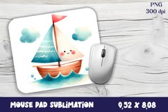 Watercolor baby boat Mouse Pad Design, Sea Cute ship Product Image 1