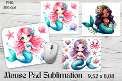 Watercolor Mermaid Mouse Pad Design, Sea Sublimation Designs Product Image 1