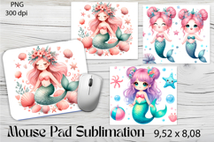 Watercolor Mermaid Mouse Pad Design, Sea Sublimation Designs Product Image 1
