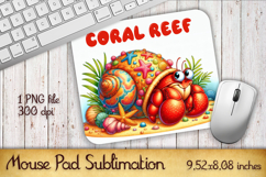 Cute Watercolor Baby Crab Mouse Pad Design, Sea Sublimation Product Image 1