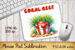 Cute Watercolor Baby Crab Mouse Pad Design, Sea Sublimation Product Image 1