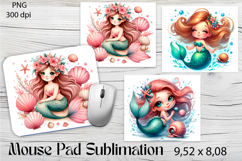 Watercolor Mermaid Mouse Pad Design, Sea Sublimation Designs Product Image 1