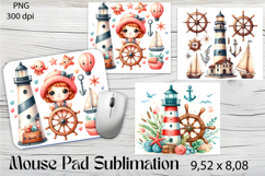 Watercolor lighthouse Mouse Pad Design, Sea Sublimation Product Image 1