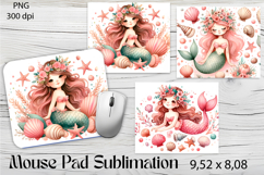 Watercolor Mermaid Mouse Pad Design, Sea Sublimation Designs Product Image 1