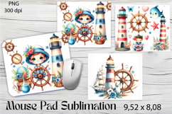 Watercolor lighthouse Mouse Pad Design, Sea Sublimation Product Image 1