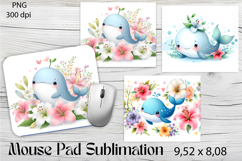 Whale Mouse Pad Design, Sea Sublimation Designs Product Image 1