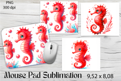 Cute Watercolor Baby Seahorse| Mouse Pad Sublimation Product Image 1