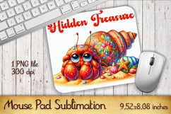 Cute Watercolor Baby Crab Mouse Pad Design, Sea Sublimation Product Image 1