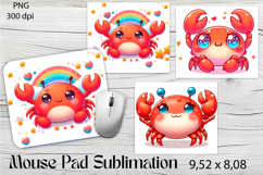 Cute Watercolor Baby Crab Mouse Pad Design, Sea Sublimation Product Image 1