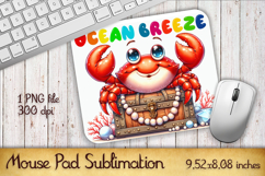 Cute Watercolor Baby Crab Mouse Pad Design, Sea Sublimation Product Image 1