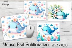 Whale Mouse Pad Design, Sea Sublimation Designs Product Image 1