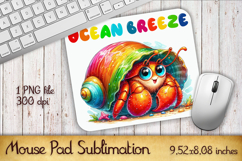 Cute Watercolor Baby Crab Mouse Pad Design, Sea Sublimation Product Image 1