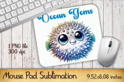 Watercolor Fish Mouse Pad Template, Sea Sublimation Design Product Image 1