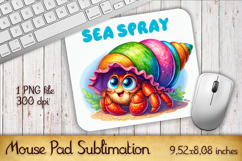 Cute Watercolor Baby Crab Mouse Pad Design, Sea Sublimation Product Image 1
