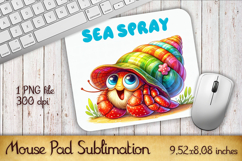 Cute Watercolor Baby Crab Mouse Pad Design, Sea Sublimation Product Image 1