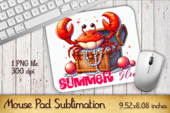 Cute Watercolor Baby Crab Mouse Pad Design, Sea Sublimation Product Image 1