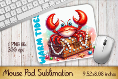 Cute Watercolor Baby Crab Mouse Pad Design, Sea Sublimation Product Image 1