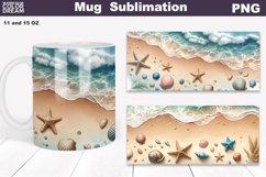 Sea Wave Mug Sublimation | Beach Ocean Mug Wrap Product Image 1