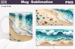 Sea Wave Mug Sublimation | Beach Ocean Mug Wrap Product Image 1