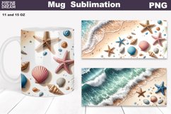 Sea Wave Mug Sublimation | Beach Ocean Mug Wrap Product Image 1