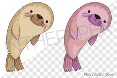 Cute seal PNG SVG clipart marine cartoon summer illustration Product Image 1