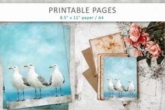 seagulls junk journal, vintage sea papers Product Image 1