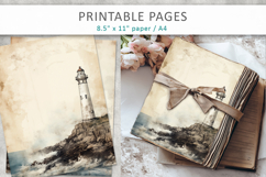 lighthouse junk journal, vintage sea paper Product Image 5