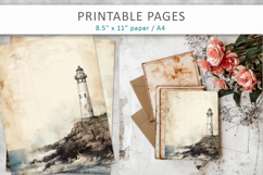 lighthouse junk journal, vintage sea paper Product Image 6