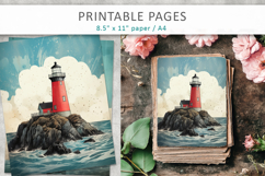 lighthouse junk journal, old paper Product Image 3