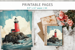 lighthouse junk journal, old paper Product Image 6