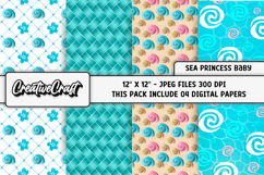 Sea Princess Baby Digital Paper, princess graphic designs Product Image 1