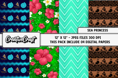Sea Princess Digital Papers, scrapbook background designs Product Image 1