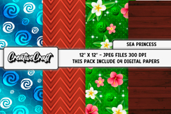Sea Princess Digital Papers, scrapbook background designs Product Image 1