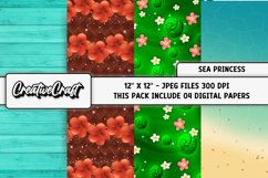 Sea Princess Digital Papers, scrapbook background designs Product Image 1