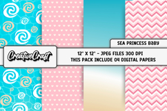 Sea Princess Baby Digital Paper, princess graphic designs Product Image 1
