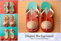 Seashell Sandals Background Digital Paper Backdrop Wallpaper Product Image 1