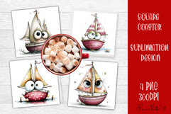 Sea Ship Square Coaster Sublimation PNG | Nautical Summer Product Image 1