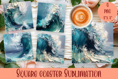 Sea Square Coaster Sublimation Design Product Image 1